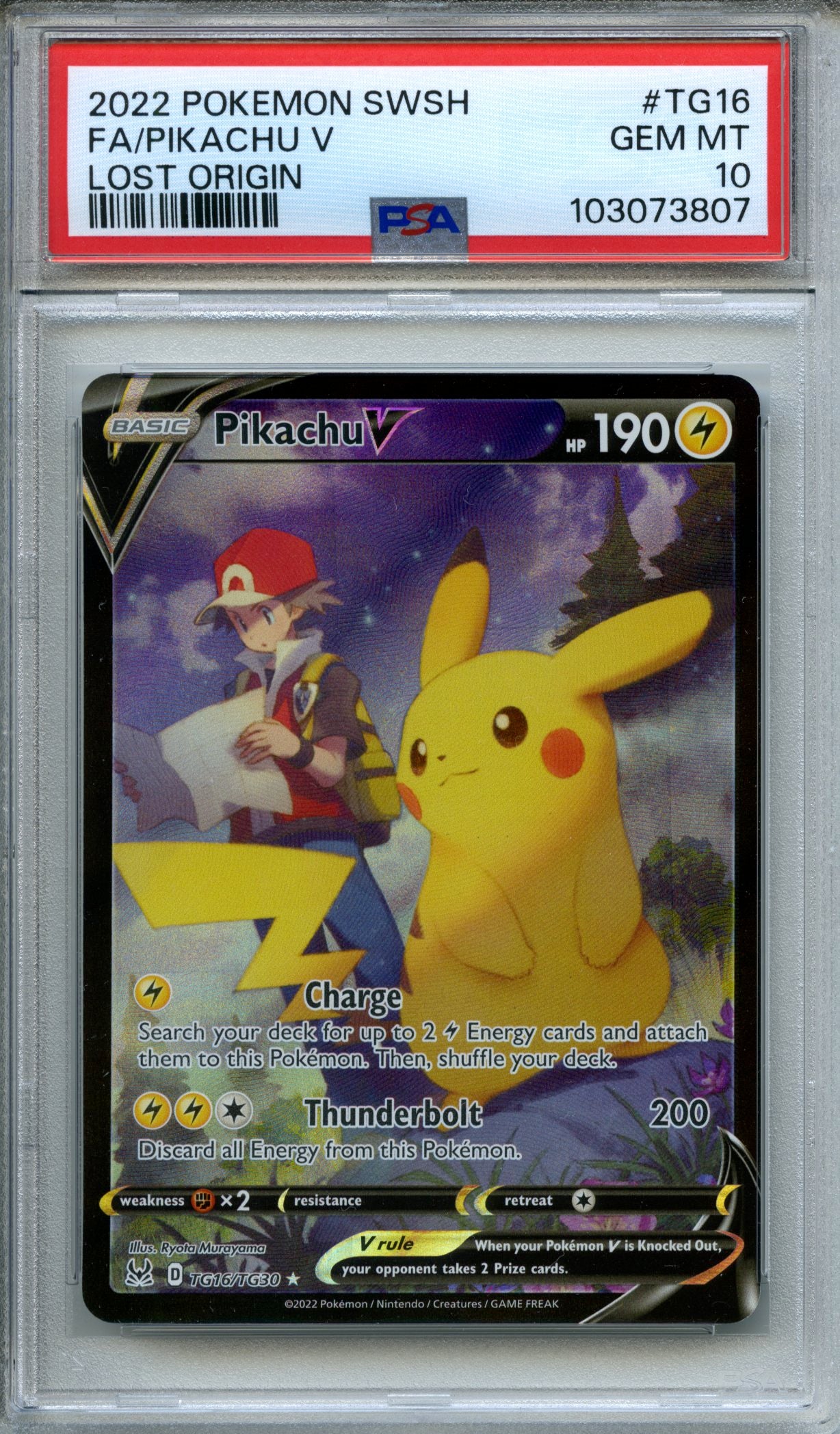 2022 Pokemon Sword & Shield Lost Origin Pikachu V Full Art #TG16/TG30