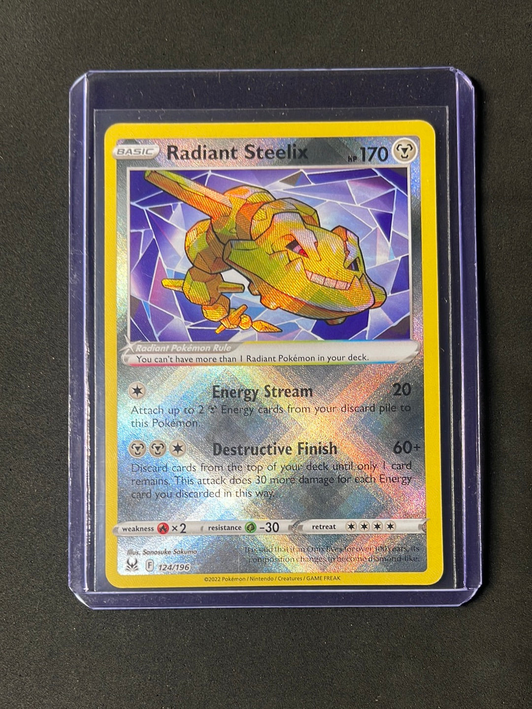 radiant steelix pokemon card value TCG Lost Origin 124/196 Placeholder Image Provided Arceus VSTAR Metal Promo one piece op11 acrylic case BOX:NO SHRINK