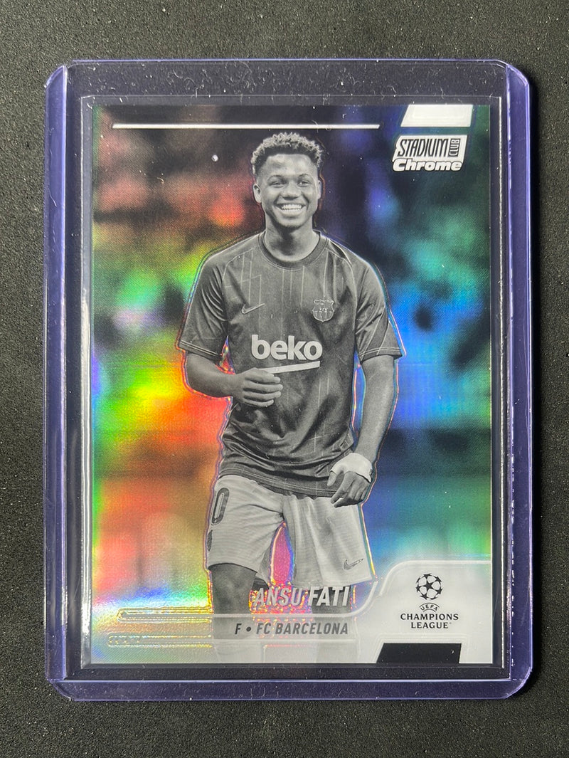 2021-22 Topps Stadium Club Chrome UEFA Champions League Ansu Fati Black & White Refractor 231/299