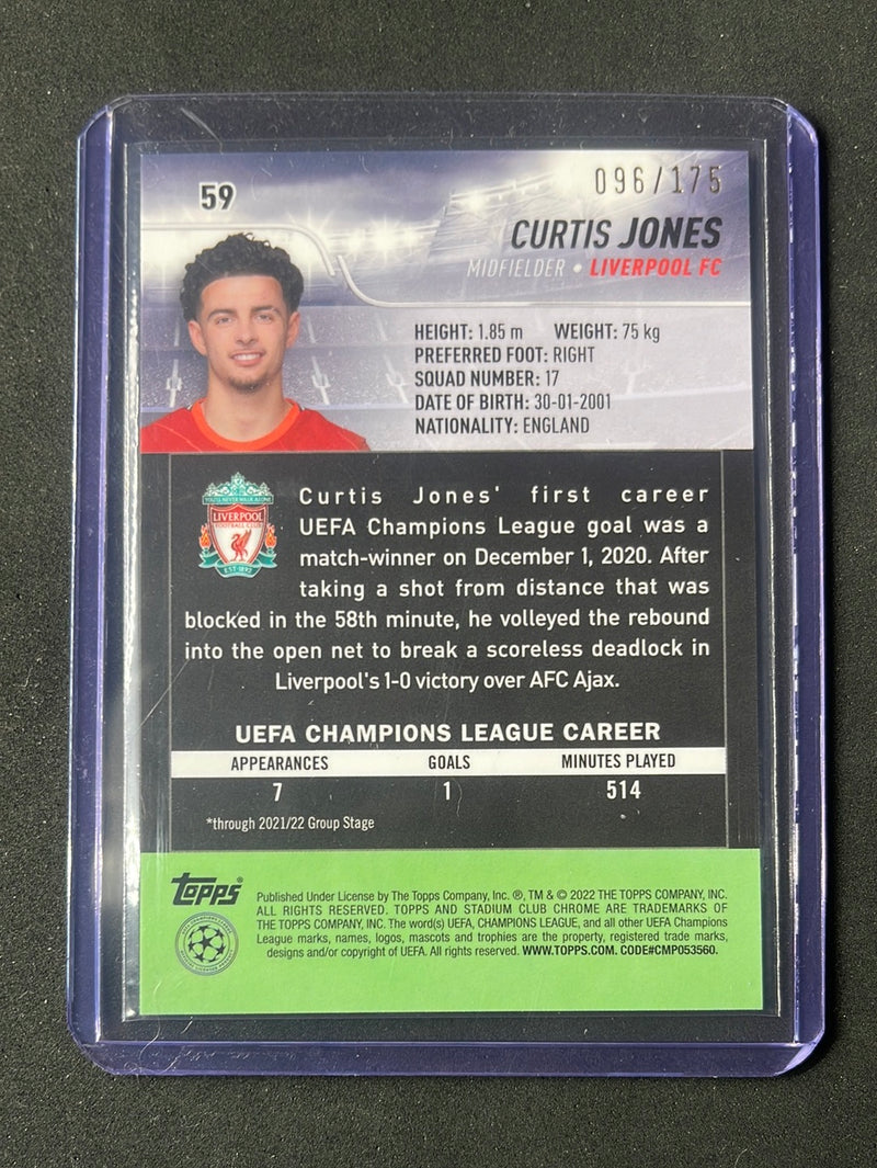 2021-22 Topps Stadium Club Chrome UEFA Champions League Curtis Jones Night Vision Prism Refractor 96/175