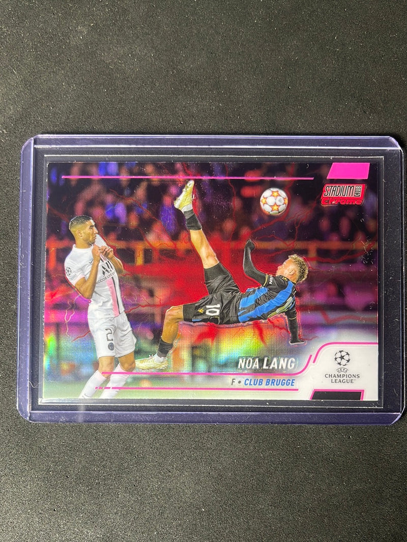 2021-22 Topps Stadium Club Chrome UEFA Champions League Noa Lang Pink/Red Electric Charge Refractor