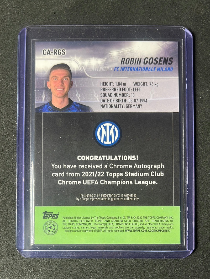 2021-22 Topps Stadium Club Chrome UEFA Champions League Robin Gosens Chrome Autographs