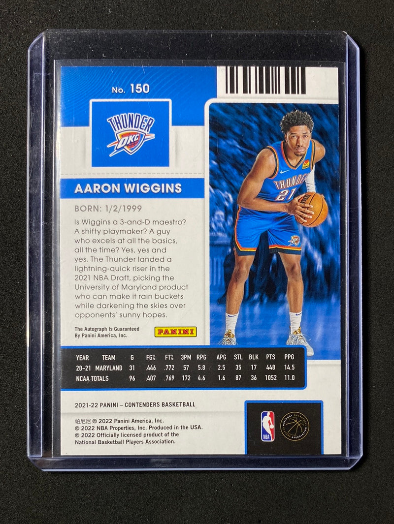 2021-22 Panini Contenders Aaron Wiggins Rookie Season Ticket Autograph