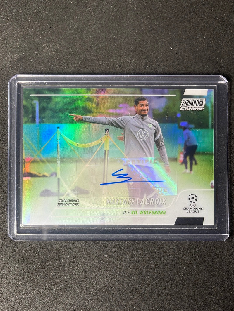 2021-22 Topps Stadium Club Chrome UEFA Champions League Maxence Lacroix Chrome Autographs