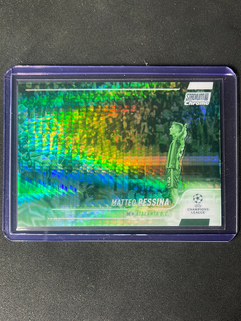 2021-22 Topps Stadium Club Chrome UEFA Champions League Matteo Pessina Night Vision Prism Refractor 104/175
