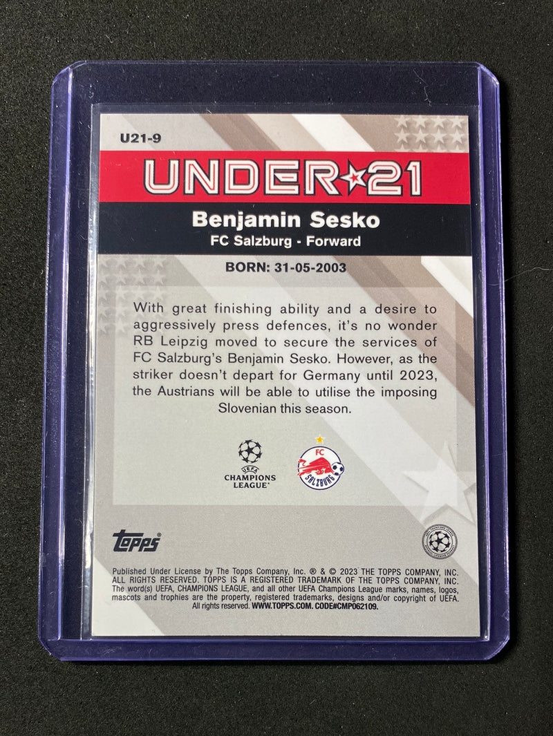 2022-23 Topps Merlin Chrome UEFA Benjamin Sesko Under 21 Stars
