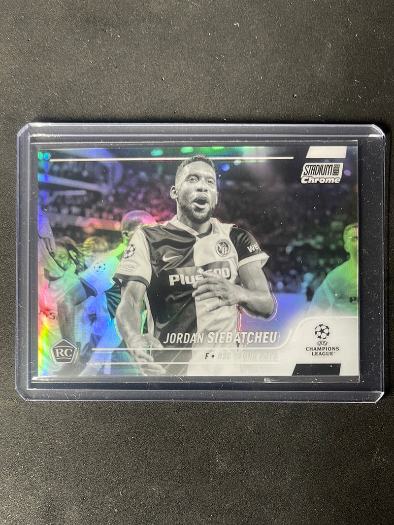 2021-22 Topps Stadium Club Chrome UEFA Champions League Jordan Siebatcheu Black & White Refractor 27/299