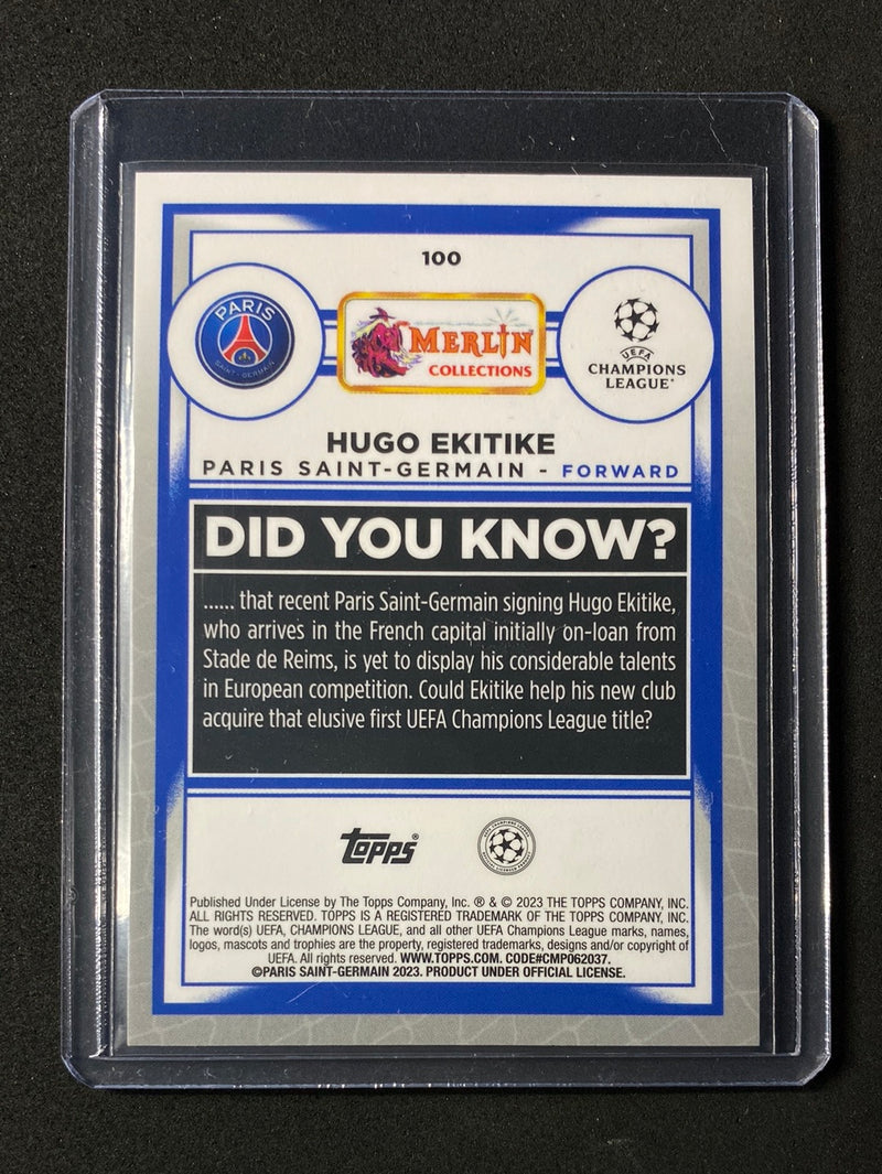 2022-23 Topps Merlin Chrome UEFA Hugo Ekitike Rose Gold Shimmer Refractor 110/299