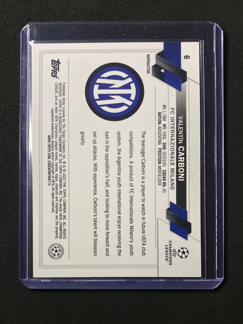 2022-23 Topps Chrome UEFA Club Competitions Valentin Carboni Refractor