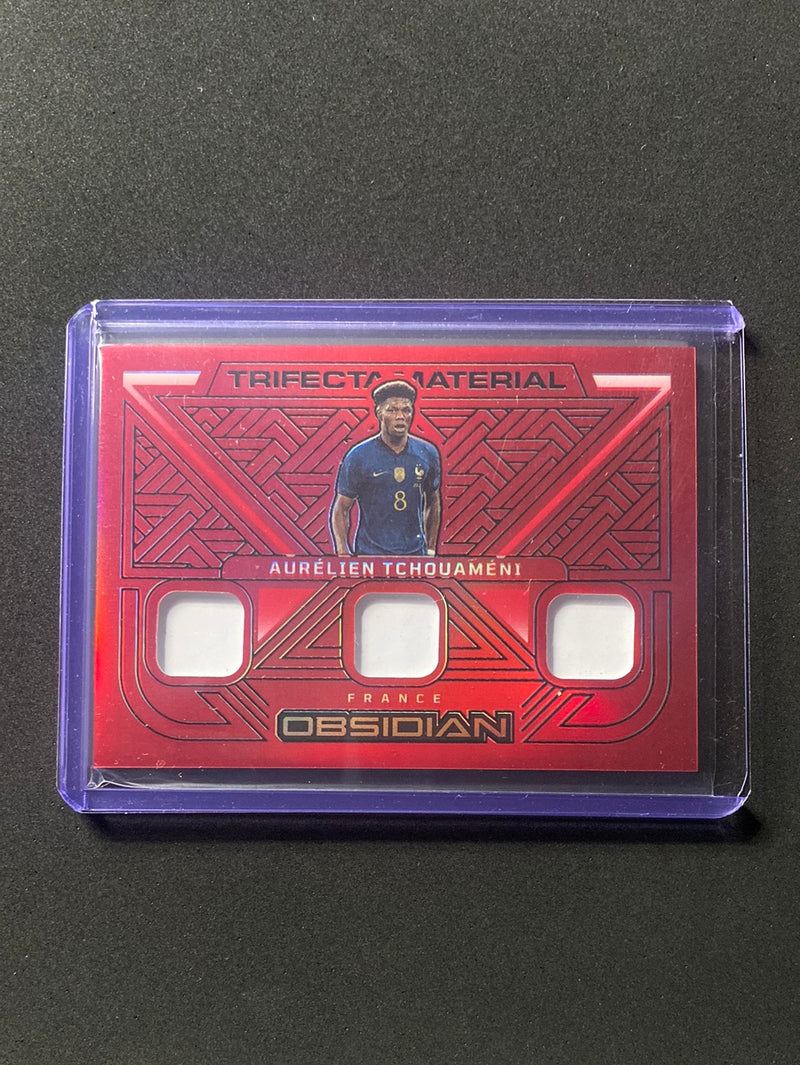 2022-23 Panini Obsidian Aurelien Tchouameni Trifecta Material Red Flood 5/8