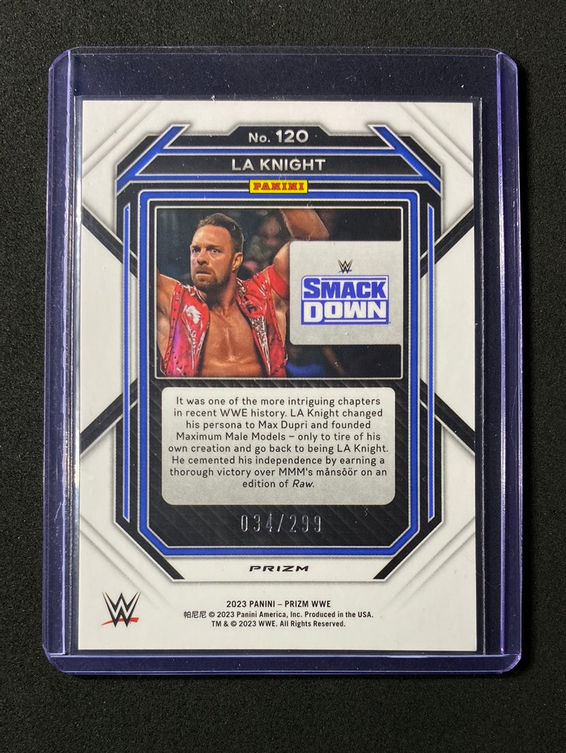 2023 Prizm WWE LA Knight Red Prizm 34/299