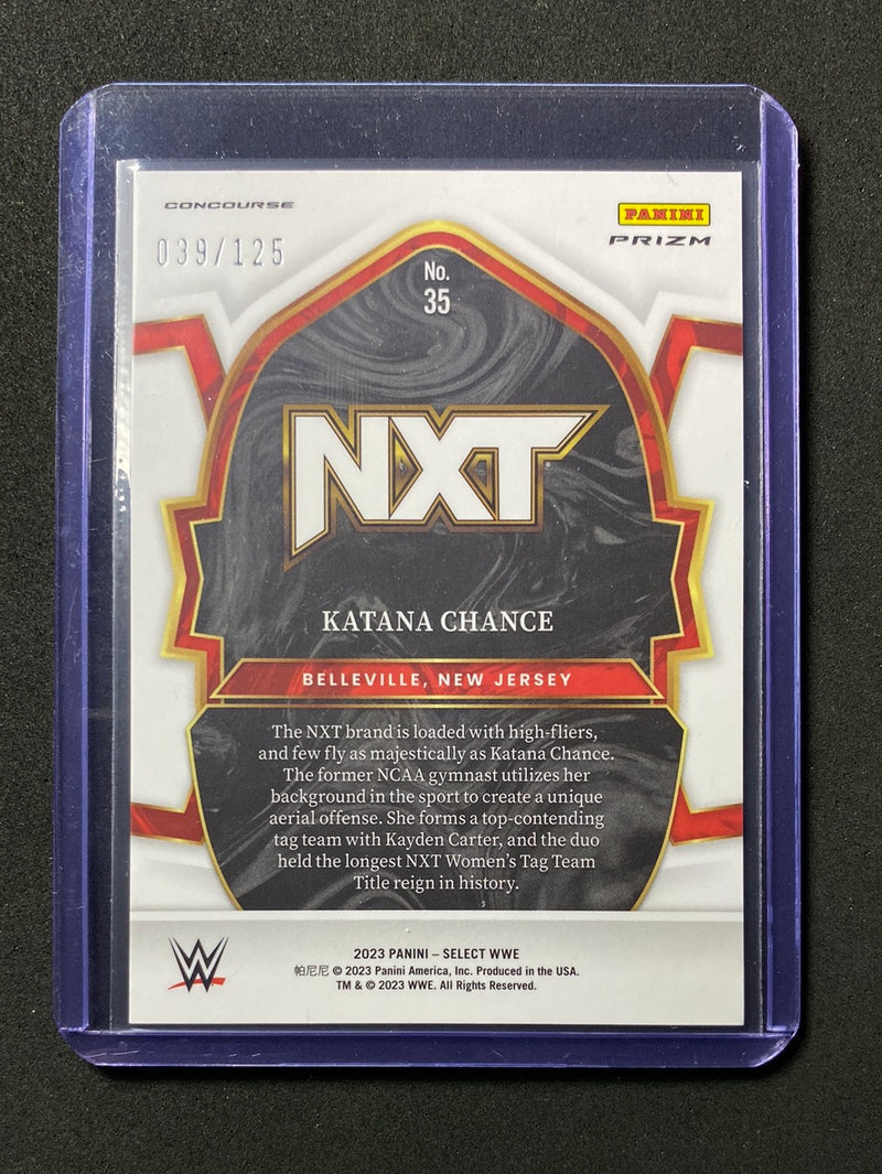 2023 Panini Select WWE Katana Chance Concourse White 39/125