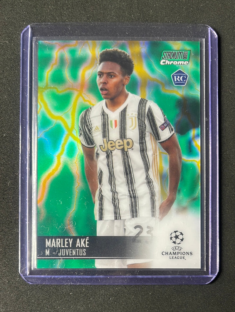 2020-21 Topps Stadium Club Chrome UEFA Champions League Marley Ake Green/Yellow Electric Refractor 42/75