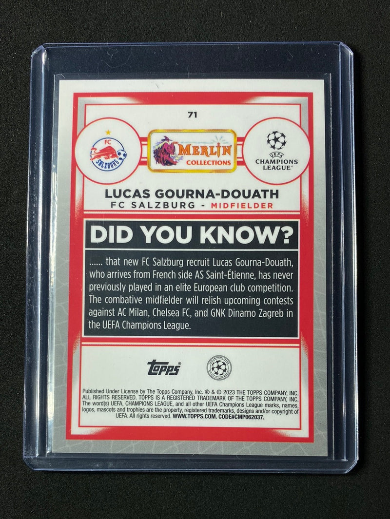 2022-23 Topps Merlin Chrome UEFA Lucas Gourna-Douath Green Mojo Refractor 76/99