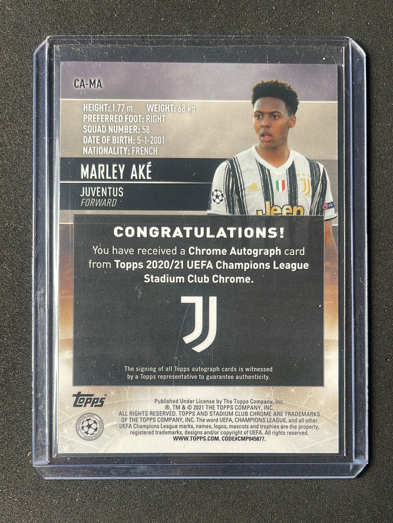 2020-21 Topps Stadium Club UEFA Champions League Marley Ake Chrome Autograph