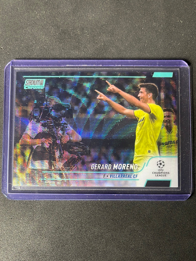 2021-22 Topps Stadium Club Chrome UEFA Champions League Gerard Moreno Aqua Wave Refractor 141/250
