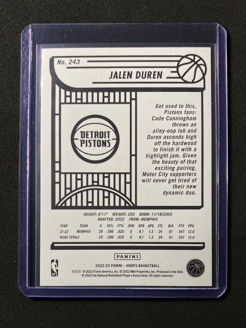 2022-23 Panini NBA Hoops Jalen Duren Purple