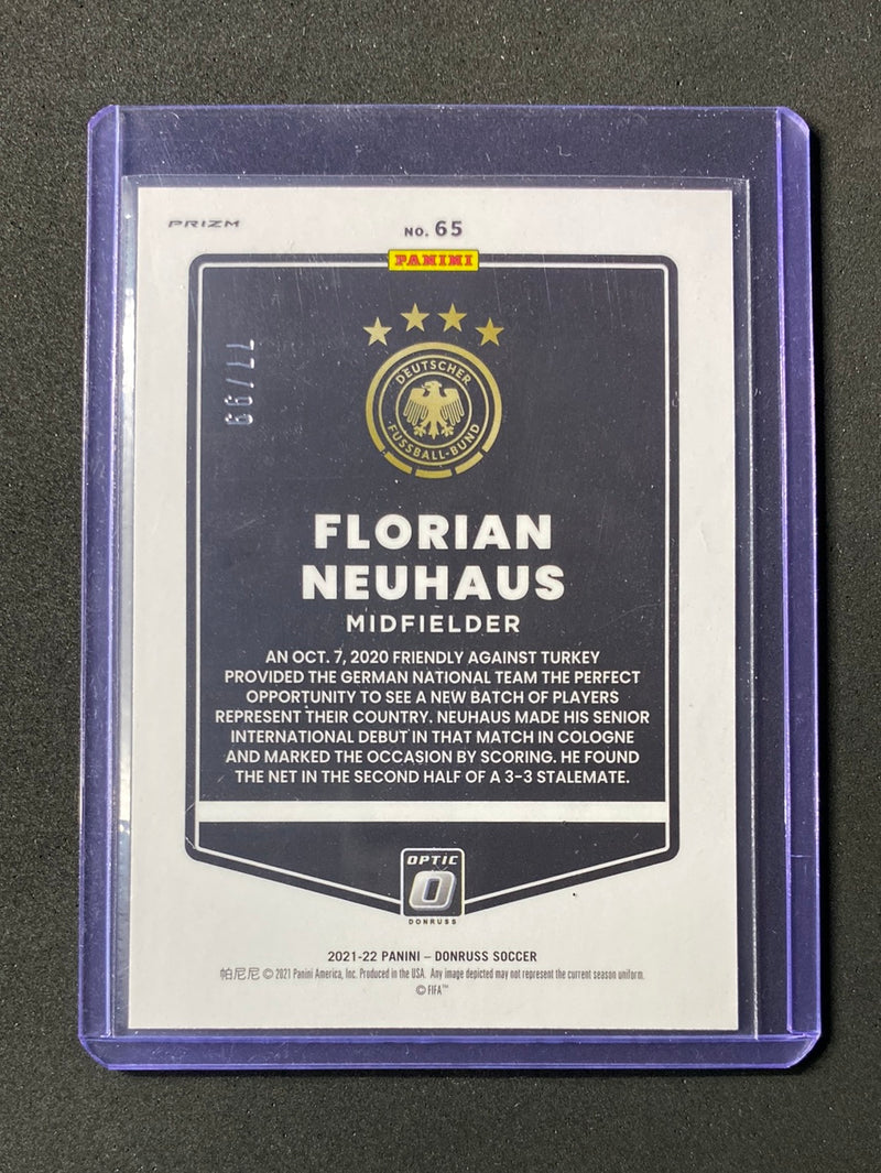 2021-22 Panini Donruss Road To Qatar Florian Neuhaus Optic Blue 77/99