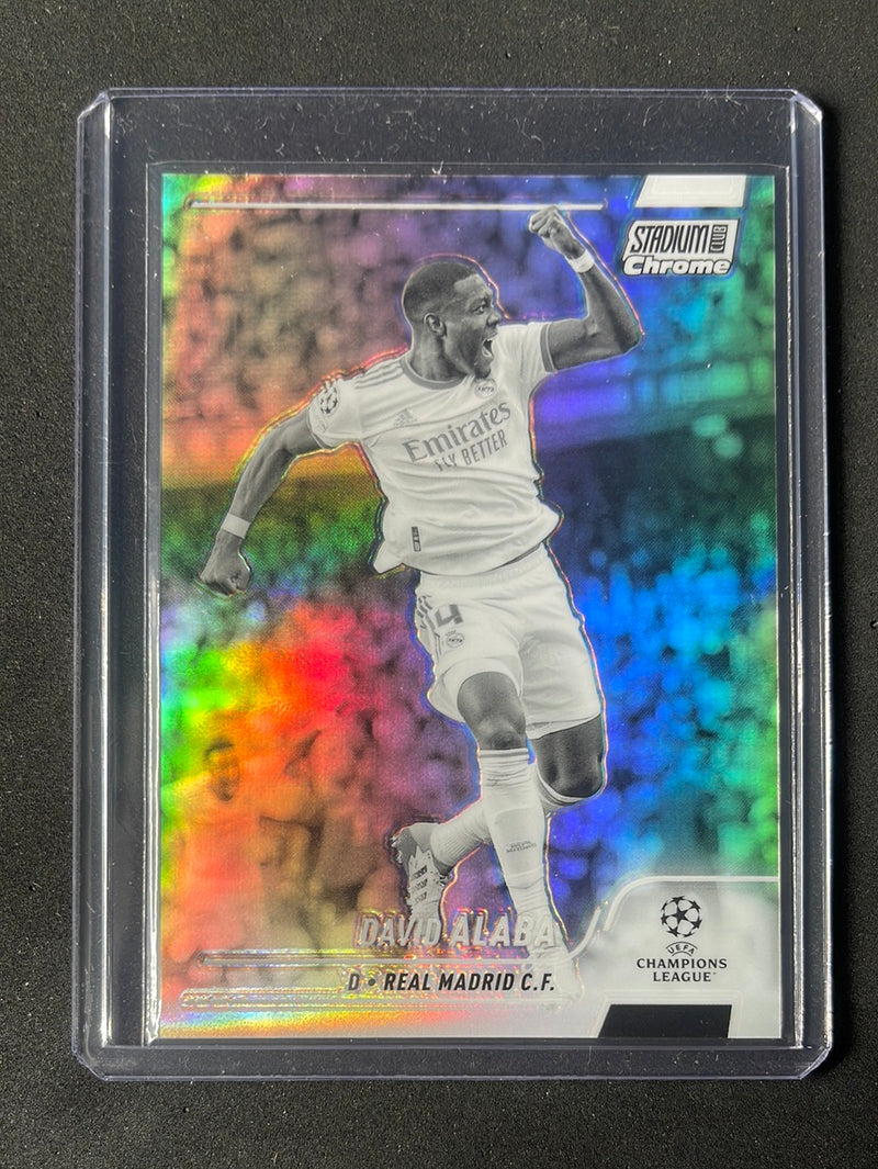 2021-22 Topps Stadium Club Chrome UEFA Champions League David Alaba Black & White Refractor 79/299