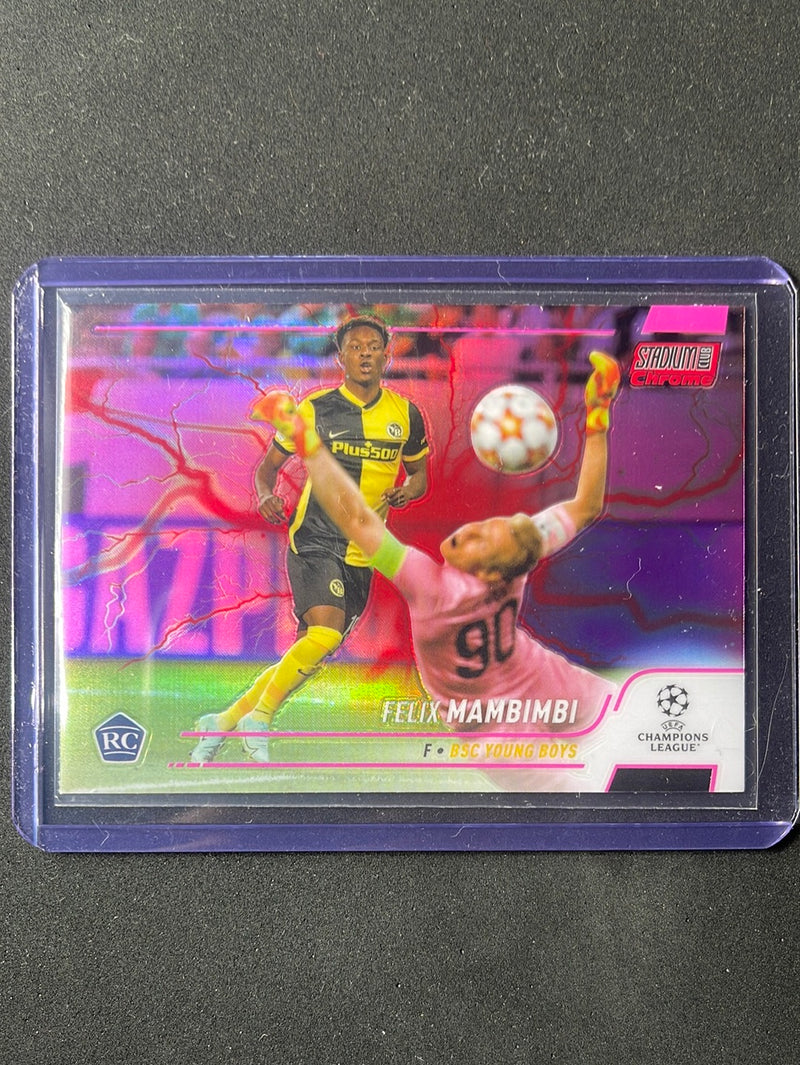 2021-22 Topps Stadium Club Chrome UEFA Champions League Felix Mambimbi Pink/Red Electric Charge Refractor