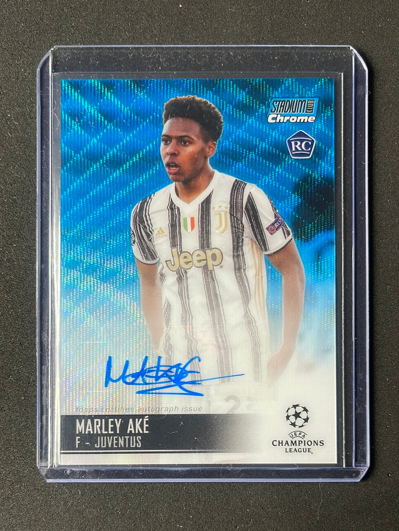 2020-21 Topps Stadium Club UEFA Champions League Marley Ake Blue Wave Autograph 54/75