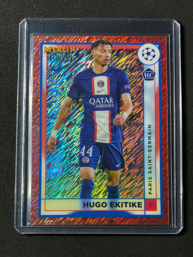 2022-23 Topps Merlin Chrome UEFA Hugo Ekitike Rose Gold Shimmer Refractor 110/299