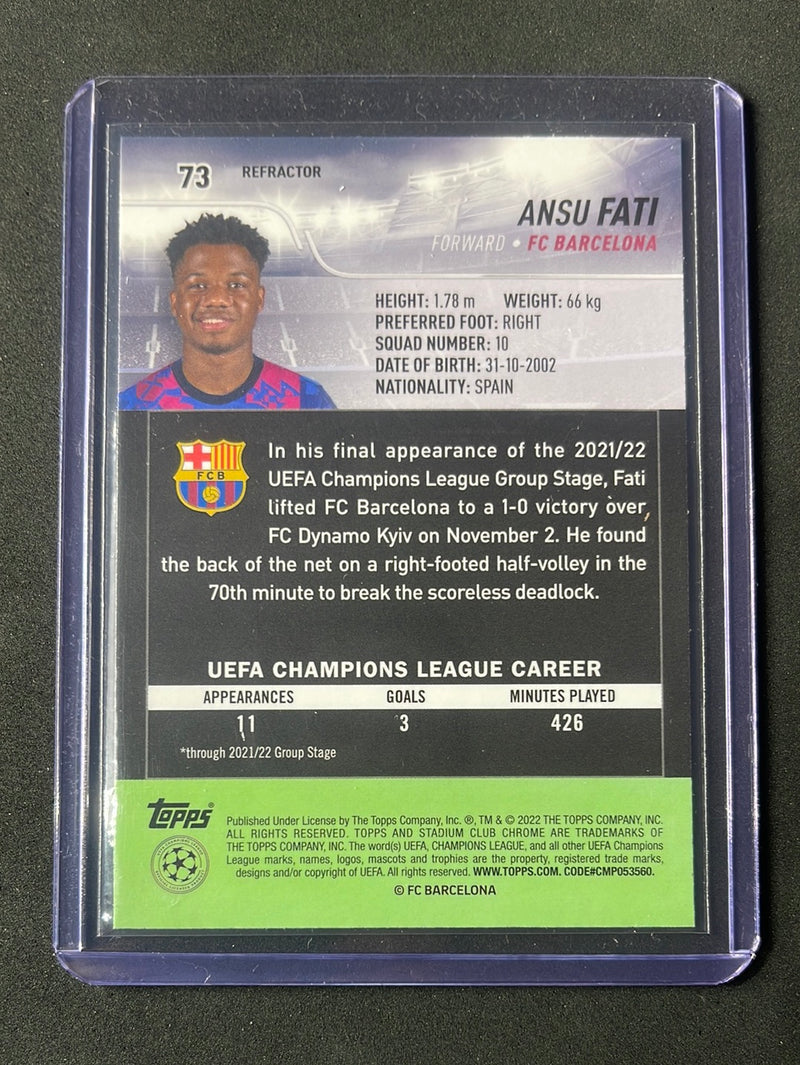 2021-22 Topps Stadium Club Chrome UEFA Champions League Ansu Fati Refractor