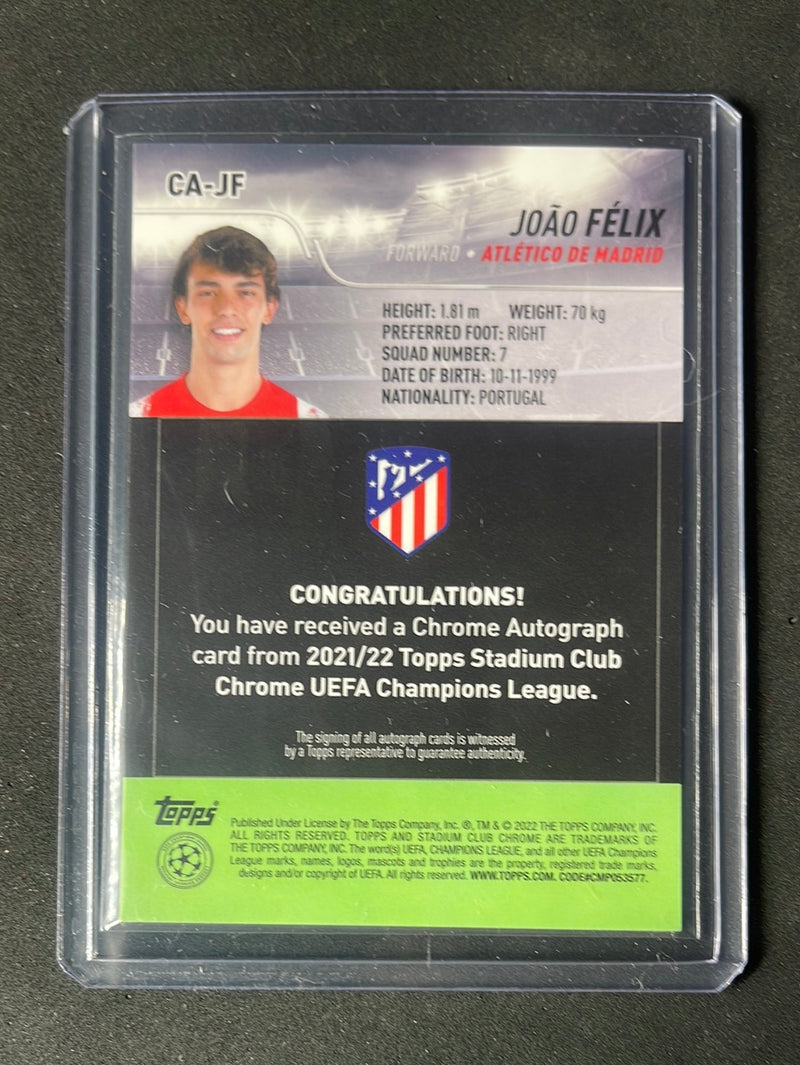 2021-22 Topps Stadium Club Chrome UEFA Champions League Joao Felix Chrome Autographs