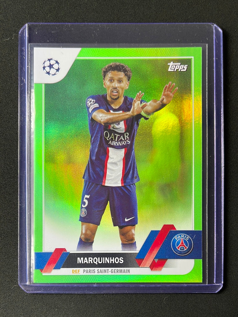 2022-23 Topps UEFA Club Competitions Marquinhos Neon Green Foil 52/199