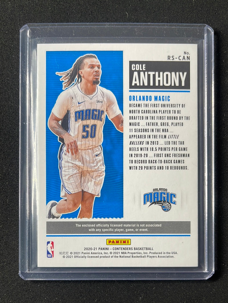 2020-21 Panini Contenders Cole Anthony Rookie Ticket Patch