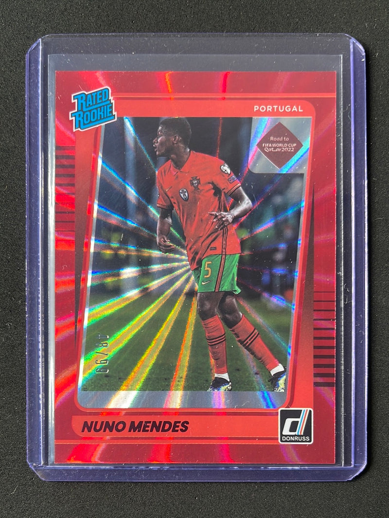 2021-22 Panini Donruss Road To Qatar Nuno Mendes Rated Rookie Red 48/99