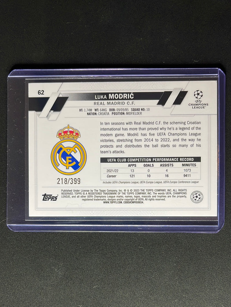 2022-23 Topps UEFA Club Competitions Luka Modric Icy Aqua Foil 218/399