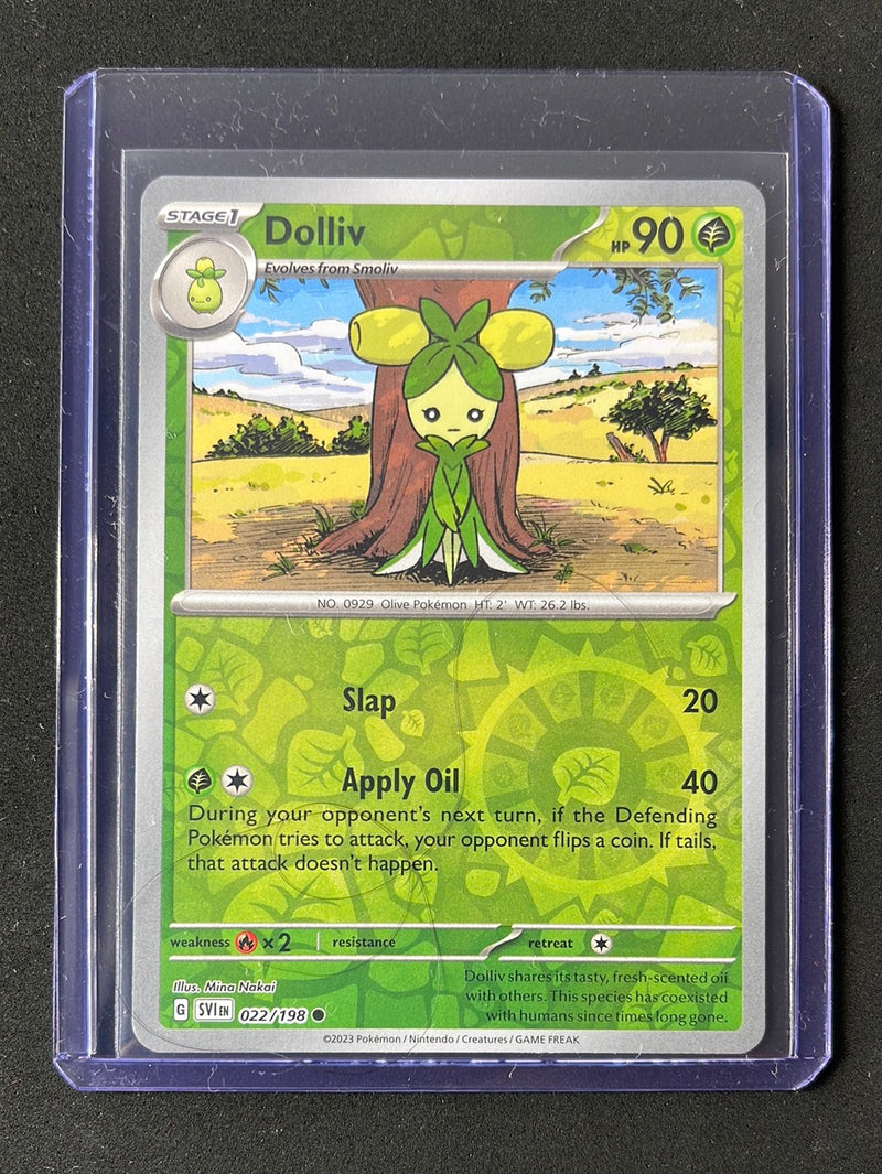 dolliv pokemon card from Scarlet Ex: A Rare Art Showcase Violet Base Set (SV01) Card Number / Rarity Pokemon Dolliv 022/198 card Like