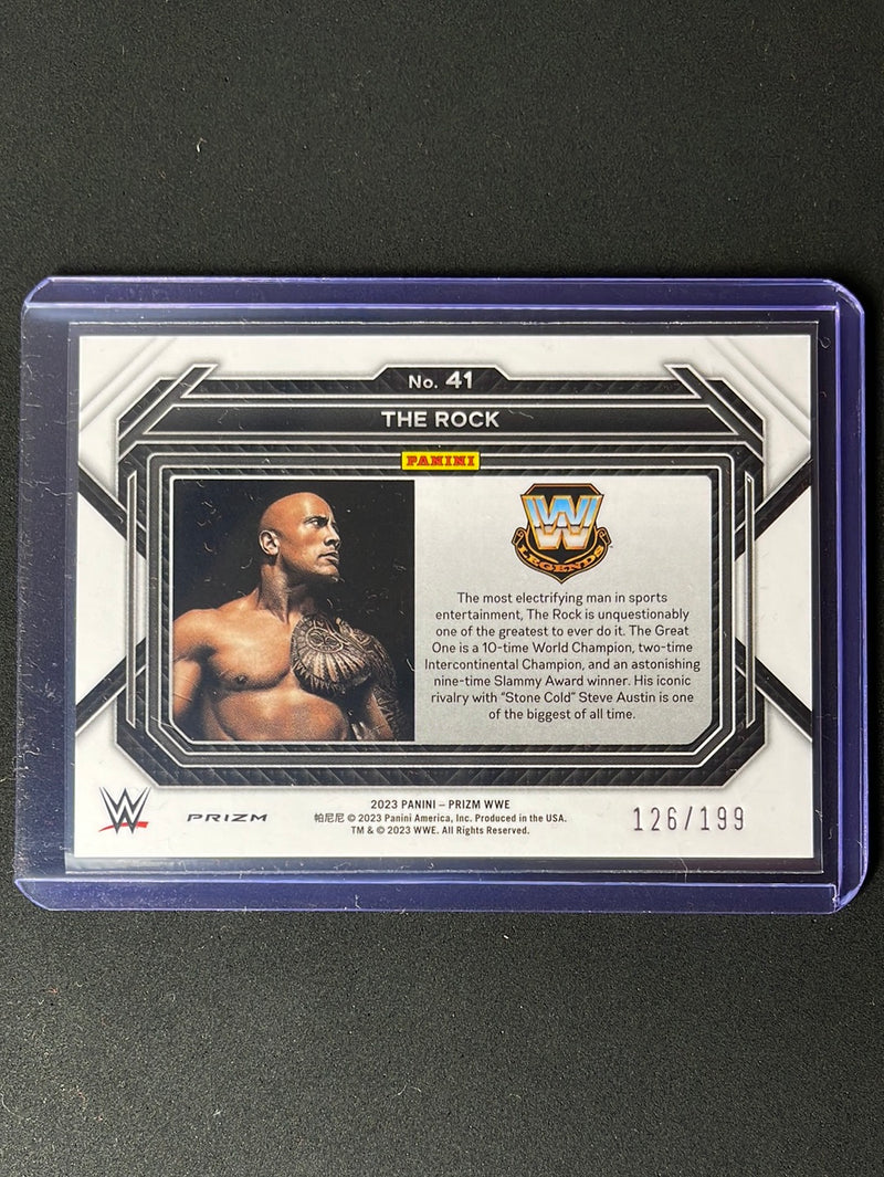 2023 Prizm WWE The Rock Blue Prizm 126/199