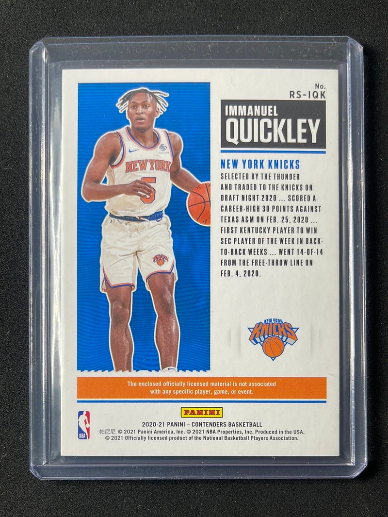 2020-21 Panini Contenders Immanuel Quickley Rookie Ticket Patch