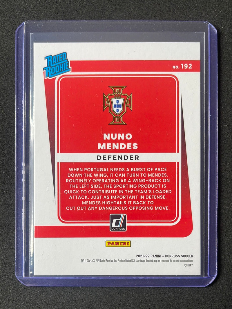2021-22 Panini Donruss Road To Qatar Nuno Mendes Rated Rookie Red 48/99