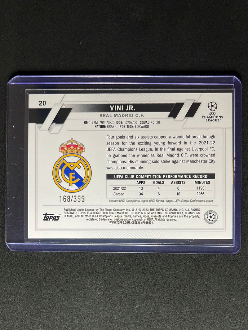 2022-23 Topps UEFA Club Competitions Vinicius Jr Icy Aqua Foil 168/399