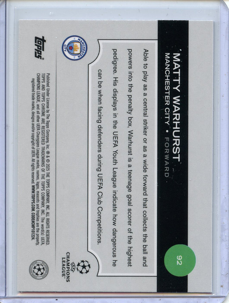 2024-25 Topps Chrome UEFA Club Comps Matty Warhurst Magenta Prism 54/75