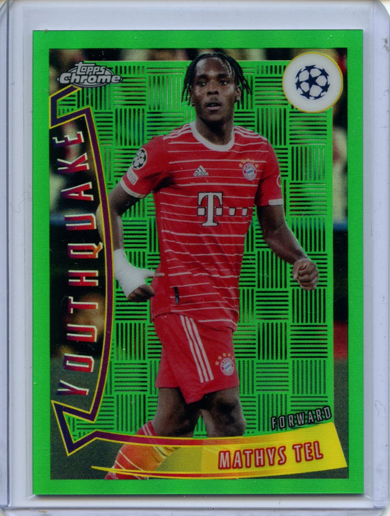 2022-23 Topps Chrome UEFA Mathys Tel Youthquake Green Refractor 99/99