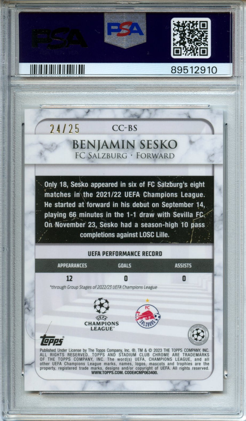 2022-23 Topps Stadium Club Competitions Benjamin Sesko Championship Contributions Orange 24/25