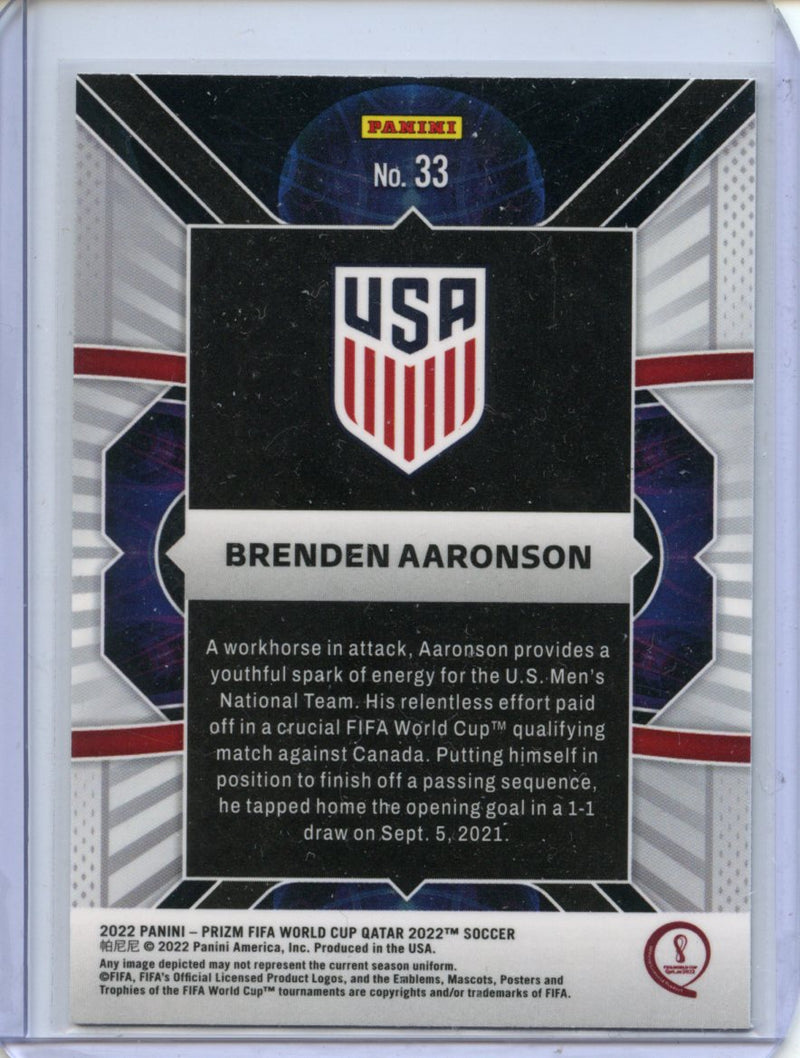 2022 Panini Prizm FIFA World Cup Qatar Brenden Aaronson Phenomenon