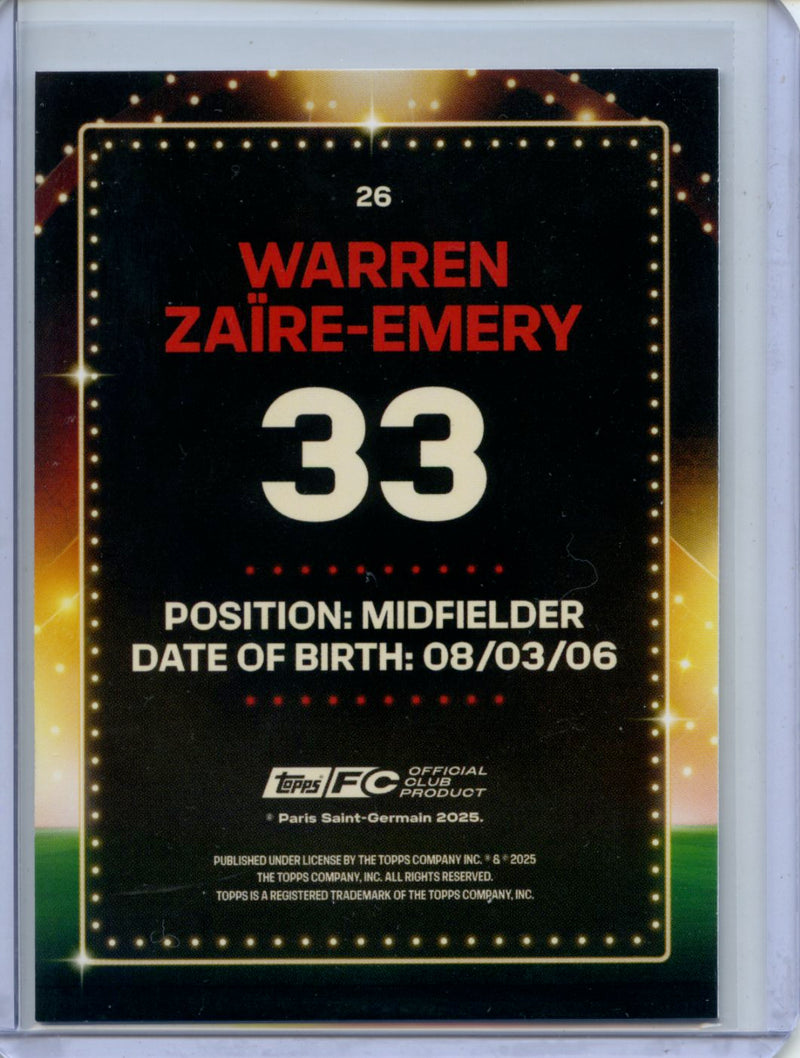 2024-25 Topps PSG Team Set Warren Zaire-Emery Parisian Performers