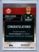 2021-22 Topps Bundesliga Stadium Club Chrome Robin Zentner Red Wave Autograph 2/5