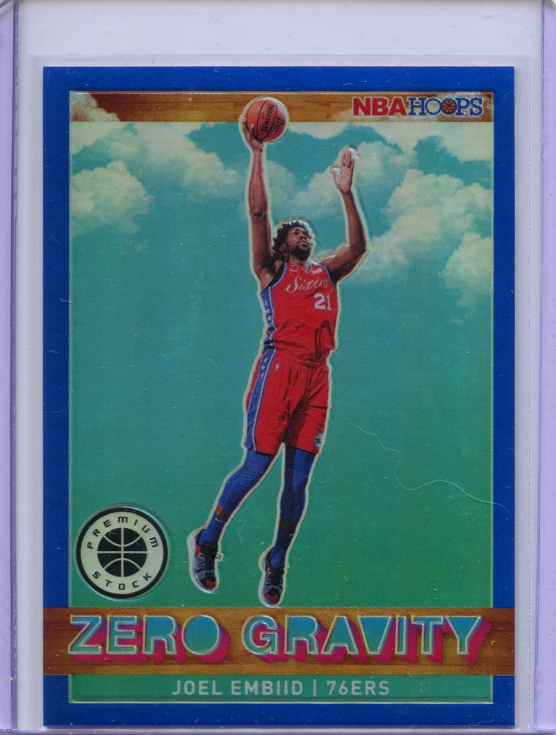 2019-20 Hoops Premium Joel Embiid Zero Gravity Blue Prizm