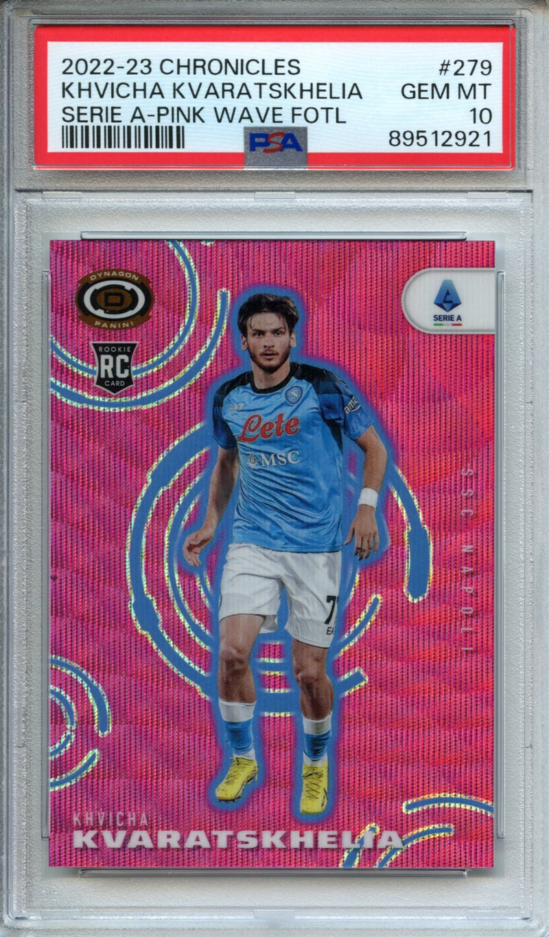 2022-23 Panini Chronicles Khvicha Kvaratskhelia Dynagon Pink Wave FOTL 7/19