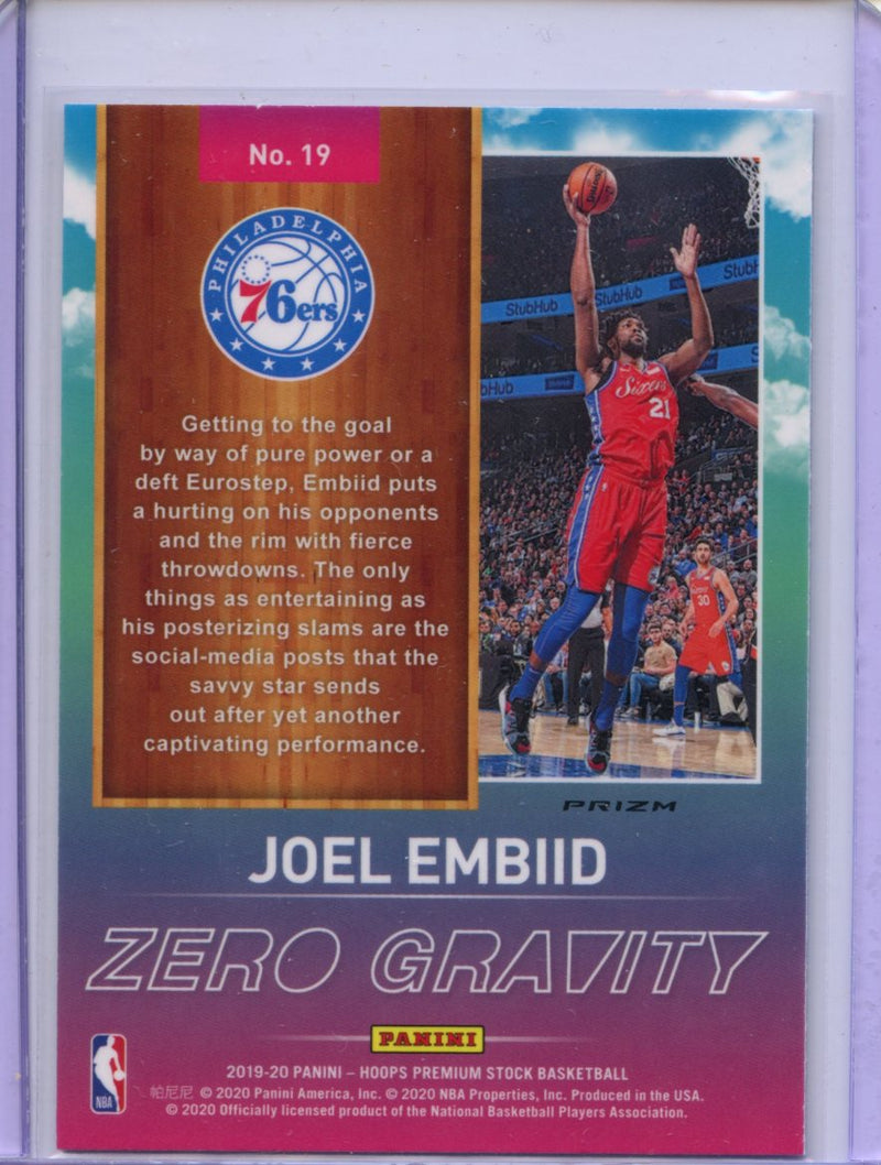 2019-20 Hoops Premium Joel Embiid Zero Gravity Blue Prizm