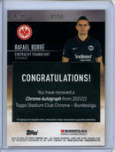 2021-22 Topps Bundesliga Stadium Club Chrome Rafael Borre Gold Prism Autograph 42/50