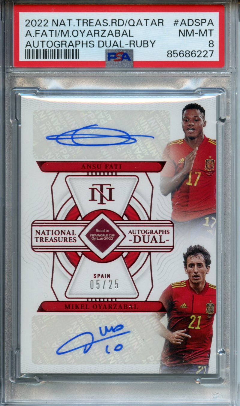 2022 Panini National Treasures Road to World Cup Ansu Fati/Mikel Oyarzabal Dual Ruby Autograph