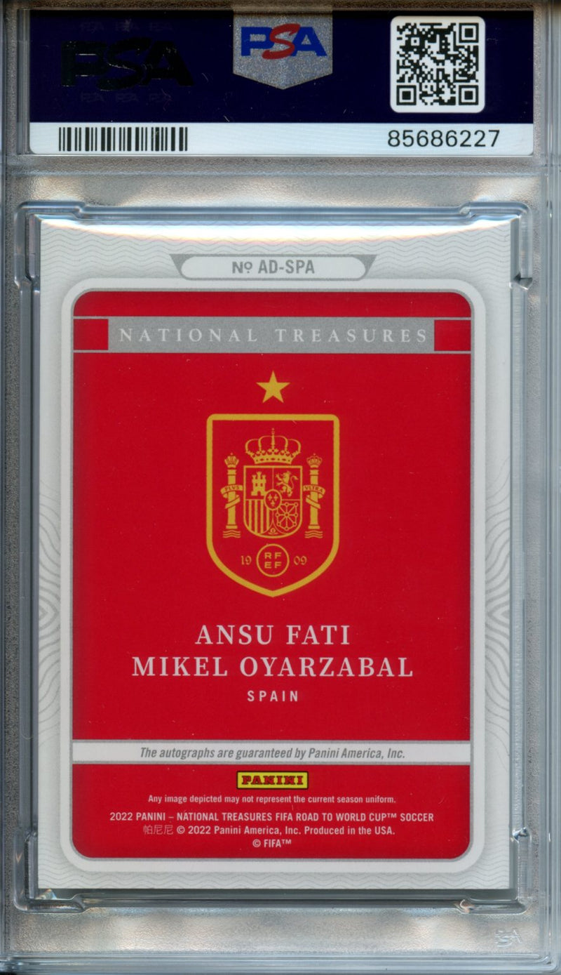 2022 Panini National Treasures Road to World Cup Ansu Fati/Mikel Oyarzabal Dual Ruby Autograph