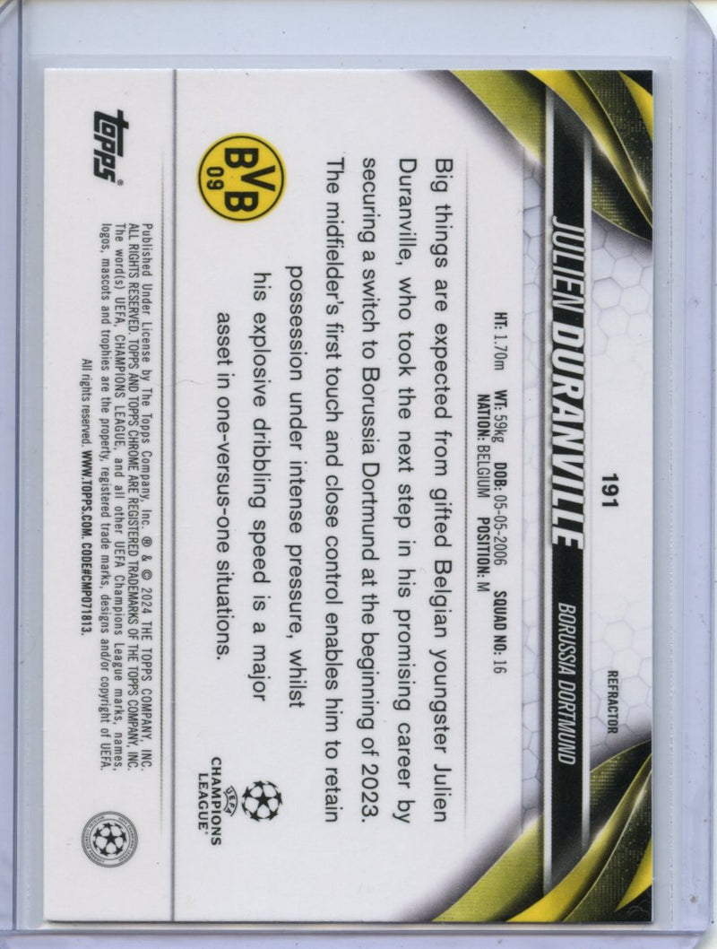 2023-24 Topps Chrome UEFA Julien Duranville Refractor